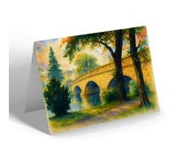 GREETING CARD - River Avon & Bridge, Evesham - Vintage Art Style