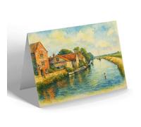GREETING CARD - River Frome from South Bridge, Wareham - Vintage Art Style