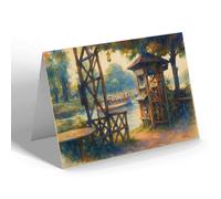 GREETING CARD - River Tea Gardens Eel Pie Island, Twickenham - Vintage Art Style