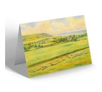 GREETING CARD - Seaton from Barnard's Hill, Colyford - Vintage Art Style