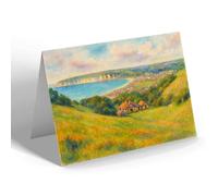 GREETING CARD - Seaton from the Golf Links - Vintage Art Style