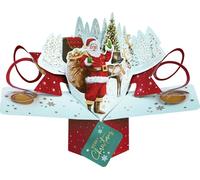 Second Nature Greeting Card – Santa & Sleigh 3D Pop-Up Christmas Card, Multi, 17 x 12 x 0.5 cm