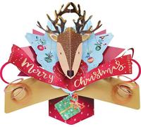 Greeting Card Second Nature Reindeer Head Pop Up Christmas Card Multi, 17 x 0.5 x 12 cm