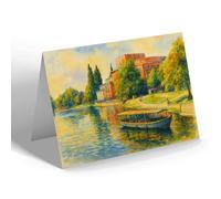 GREETING CARD - Shakespeare Memorial Theatre & River - Vintage Art Style