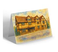 GREETING CARD - Shakespeare's House, Stratford-on-Avon - Vintage Art Style
