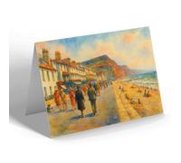 GREETING CARD - Sidmouth, Central Promenade from East - Vintage Art Style