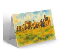 GREETING CARD - Slains Castle Ruins, Cruden Bay - Vintage Art Style