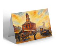 GREETING CARD - South Shields. Market Place - Vintage Art Style