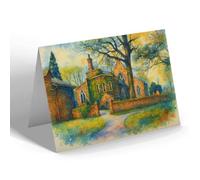 GREETING CARD - St Agatha's Church, Gilling West - Vintage Art Style