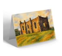 GREETING CARD - St Catherine's Chapel, Guildford - Vintage Art Style