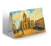 GREETING CARD - St Giles Cathedral, Edinburgh (b) - Vintage Art Style