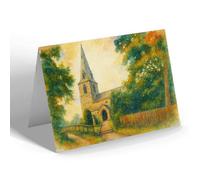 GREETING CARD - St Helen's Church, Gumley - Vintage Art Style