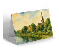 GREETING CARD - St Mary de Castro & Gardens, Leicester - Vintage Art Style