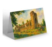 GREETING CARD - St Mary's Abbey, East End, York - Vintage Art Style