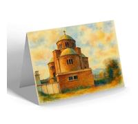 GREETING CARD - St Peters Catholic Church, East, Ludlow b - Vintage Art Style