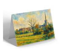 GREETING CARD - St Wystan's Church & the Hall, Repton - Vintage Art Style