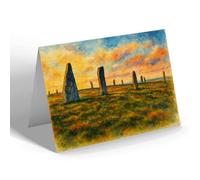 GREETING CARD - Standing Stones of Stenness, Brogar Circle - Vintage Art Style
