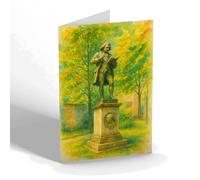 GREETING CARD - Statue of Dr Samuel Johnson St Clement Danes - Vintage Art Style