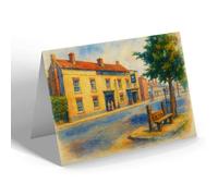 GREETING CARD - Stocks & Dun Cow Hotel, Dunchurch (a) - Vintage Art Style