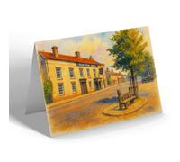 GREETING CARD - Stocks & Dun Cow Hotel, Dunchurch (b) - Vintage Art Style
