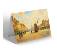 GREETING CARD - Stockton-On-Tees. High Street Looking North - Vintage Art Style
