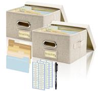 Greeting Card Storage Box, Adjustable Dividers, Beige, 2 Pack | 20 Adjustable Dividers, 84 Labels, Card Organizer Box, Store Cards Photos Envelopes