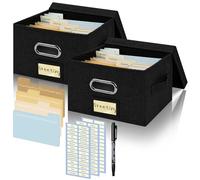 Greeting Card Storage Box, Adjustable Dividers, Black, 2 Pack | 20 Adjustable Dividers, 84 Labels, Card Organizer Box, Store Cards Photos Envelopes