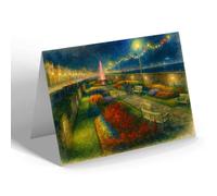 GREETING CARD - Sunken Gardens by Night, Douglas - Vintage Art Style