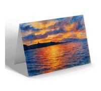 GREETING CARD - Sunset Over Mull, from Oban - Vintage Art Style