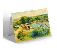 GREETING CARD - Swimming Pool Devon Coast Country Club b - Vintage Art Style