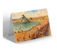 GREETING CARD - Swimming Pool, Weston-super-Mare (b) - Vintage Art Style