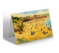 GREETING CARD - The Beach, Whitmore Bay, Barry Island - Vintage Art Style