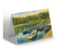 GREETING CARD - The Boating Lake, Wells-on-Sea - Vintage Art Style