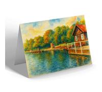 GREETING CARD - The Boating Pool, Sutton Coldfield - Vintage Art Style