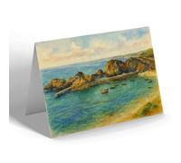 GREETING CARD - The Breakwater, Hope Cove (a) - Vintage Art Style