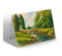 GREETING CARD - The Bridge, Simonsbath, Exmoor - Vintage Art Style