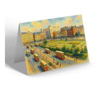 GREETING CARD - The Bus Station & Gardens, Piccadilly - Vintage Art Style