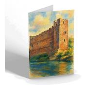 GREETING CARD - The Castle from River Trent, Newark - Vintage Art Style
