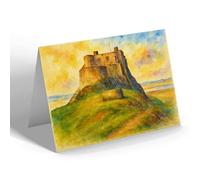 GREETING CARD - The Castle, Holy Island - Vintage Art Style