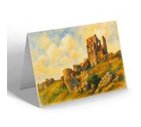 GREETING CARD - The Castle Ruins, Corfe Castle - Vintage Art Style
