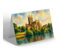 GREETING CARD - The Cathedral, Worcester - Vintage Art Style