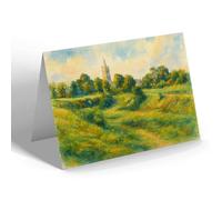 GREETING CARD - The Church from Castle Close, Burwell - Vintage Art Style