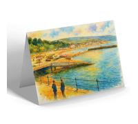 GREETING CARD - The Cobb, Looking East, Lyme Regis - Vintage Art Style