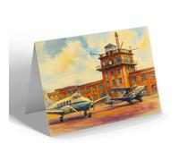 GREETING CARD - The Control Tower, Croydon Airport (a) - Vintage Art Style