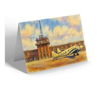 GREETING CARD - The Control Tower, Croydon Airport (b) - Vintage Art Style