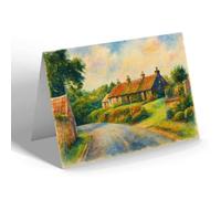 GREETING CARD - The Cottages, Temple - Vintage Art Style