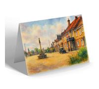 GREETING CARD - The Cross & Village, Downton - Vintage Art Style