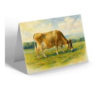 GREETING CARD - The Famous Pedigree Jersey Cow - Vintage Art Style