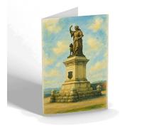 GREETING CARD - The Flora Macdonald Statue, Inverness (a) - Vintage Art Style