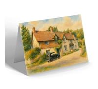 GREETING CARD - The Gables Private Hotel, East Chinnock - Vintage Art Style